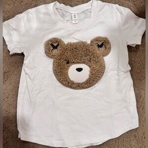 Huxbaby White Tee with Brown Bear Design